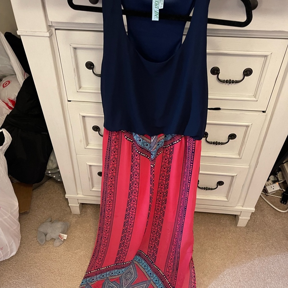 Navy and Pink Maxi Dress Francesca’s Large